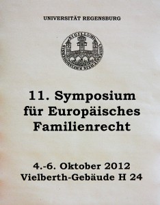 Ankündigung des 11. Symposiums für Europäisches Familienrecht in der Universität Regensburg