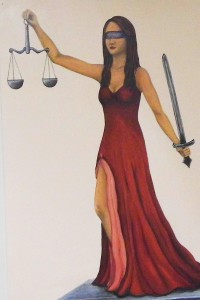 Justitia. Die Waagschale: Wie gut, sie nicht zu sehen !