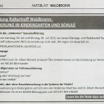 Annonce des ARCHE e.V. in den den Waldbronner Gemeindenachrichten.