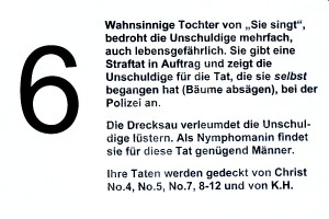 Drecksau und Nymphomanin. Stachelt Männer zu kotigen Verbrechen an.