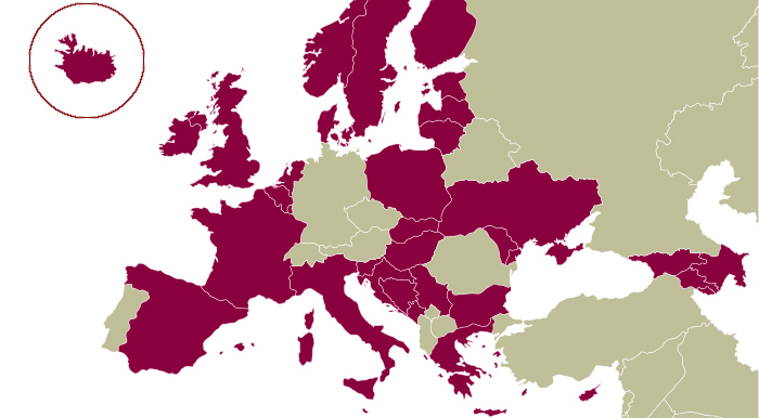 Karte der europäischen Vertretung von Ombudspersonen für die Rechte der Kinder in den jeweiligen Ländern. Foto: © ENOC.