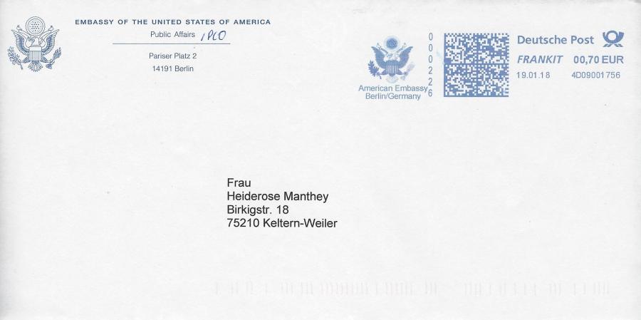 Die Amerikanische Botschaft antwortet ARCHE.
